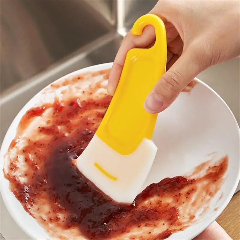 1Pcs Kitchen Scraper Oil Stain Cleaning Silicone Spatula Cake Baking Pastry Gadgets Dirty Pan Pot Dishes Cleaner Tools Scraper